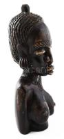Afrikai félakt lány szobor. Faragott ébenfa, 23 cm