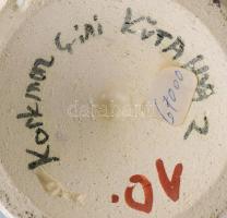 Korkmaz Kütahya török váza. Mázas kerámia, kézzel festett, jelzett, hibátlan 20 cm