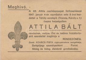 1947 group Attila no. 83 scout ball invitation
