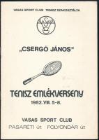 1982 Vasas Sport Club Tenisz Szakosztály - Csergő János Tenisz Emlékverseny ismertető prospektus