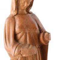 Antik fából faragott apáca szobor, szerzetesi munka, jelzett, Cluny-i apátság. Szép állapotban. m: 3...