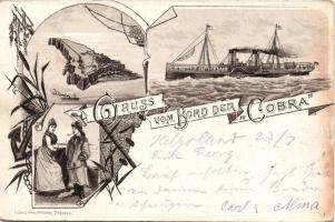 1893 Helgoland Cobra ship Litho