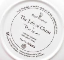 Royal Doulton porcelán dísztányér, vallási témájú, The Life of Christ by Barzoni. Sorszámozott, jelz...