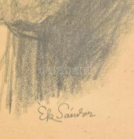 Ék Sándor (1902-1975): Marx Károly. Szén, papír, jelzett. Üvegezett, kissé sérült fakeretben, 51×34 ...