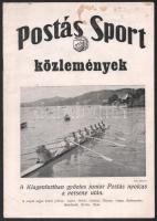 1947 Postás Sport közlemények, a Postás Sport Egyesület (PSE) folyóiratának egy száma, fekete-fehér fotókkal, a címlapon ragasztásnyommal, 12 p.