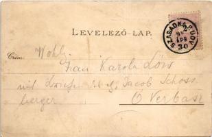 1899 (Vorläufer) Szabadka, Subotica; városháza, törvényszéki palota, templom, vasútállomás. Víg Zsig...