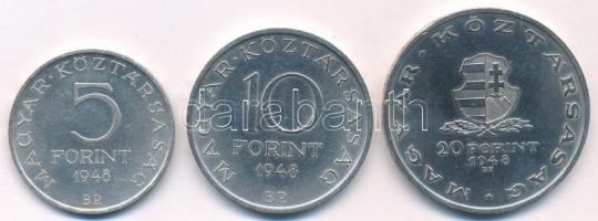 1948. 5Ft Ag "Petőfi" + 10Ft Ag "Széchenyi" + 20Ft Ag "Táncsics" "...