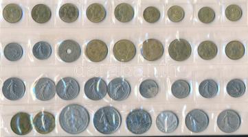 Franciaország 1939-1996. 5c-20Fr (35x) 35db-os vegyes érmetétel T:vegyes France 1939-1996. 5 Centimes - 20 Francs (35x) 35pcs of mixed coin lot C:mixed