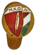 ~1947-1949. M.K.O.Sz. (Magyar Költők Országos Szövetsége?) zománcozott bronz gomblyukjelvény (14mm) T:AU