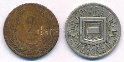 2db-os vegyes érmetétel, benne Ausztria 1925. 1/2Sch Ag + 1894KB 2f bronz T:AU-F patina 2pcs of mixed coin lot, in it Austria 1925. 1/2 Schilling Ag + Hungary 1894KB 2 Fillér bronze C:AU-F patina