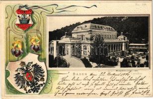 1906 Baden bei Wien, Cursalon / spa, coat of arms. Art Nouveau, Emb. litho (EK)