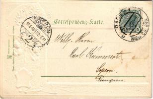 1906 Baden bei Wien, Cursalon / spa, coat of arms. Art Nouveau, Emb. litho (EK)