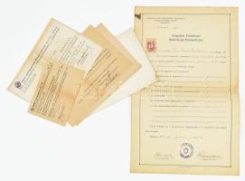1942-1948 Donászi Ede postai tisztviselő össz. 8 db okmánya: kinevezési okiratok (igazgatói aláírásokkal), bizonyítványok; közte több a II. világháború idejéből