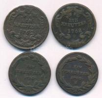 1762K 1kr Cu "Mária Terézia" (2x) + 1790S 1kr Cu "II. József" (2x) T:F