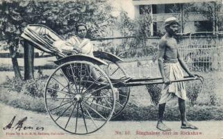 Ceylon Singaleze girl in rikshaw