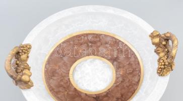 Murano talpas kínáló, ködösített üveg, műgyanta szerelékkel, címkével jelezve, hibátlan, d: 30 cm, m...