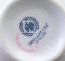 Hollóházi címermintás pálinkás készlet, jelzett, etikettel, eredeti dobozában