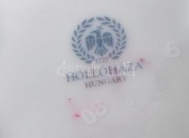 Hollóházi vadászmintás pálinkás készlet, matricás, jelzett, eredeti dobozában