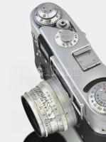 FED 4 szovjet fényképezőgép, Jupiter-8 2/50 objektívvel, eredeti bőr tokjában, dohos