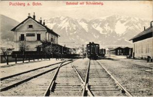 1907 Puchberg am Schneeberg, Bahnhof mit Schneeberg / railway station, train