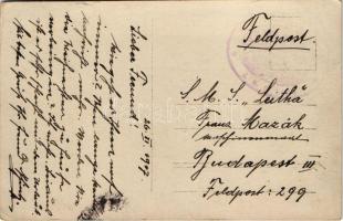 1917 SMS LIKA II osztrák-magyar Tátra-osztályú romboló a Kotori öbölben - SMS Leitha monitorra címez...