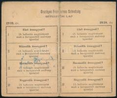 1936 Az Országos Frontharcos Szövetség befizetési lapja, 1936. első két negyedévi 1P tandíj befizeté...