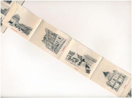 Pécs, mozaiklap zsinagógával. Leporelló 10 képpel. Özv. Tausz Vilmosné kiadása (EB)