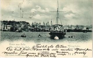 1899 (Vorläufer) Pola, K.u.K. Kriegsmarine Kriegshafen, SMS Lacroma (ex Tiger) / Porto di Guerra / Austro-Hungarian Navy port