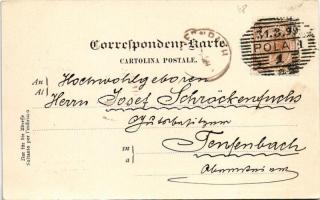 1899 (Vorläufer) Pola, K.u.K. Kriegsmarine Kriegshafen, SMS Lacroma (ex Tiger) / Porto di Guerra / A...