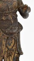 Wei Tuo (Skanda) szobor. Kína, XVIII-XIX. sz. Lekopott hideglakkozott és hidegaranyozott öntött bron...