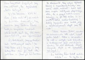 1998 Sinkovits Imre (1928-2001) színművész saját kezű levele, össz. 8 beírt oldal, a levél végén Sin...