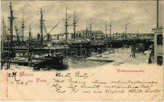 1898 (Vorläufer) Pola, Pula; Hafenpanorama / K.u.K. Kriegsmarine port