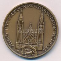 1980. "Szent Gellért / Szeged MDCCCLXXX - Árvízi fogadalom MCMLXXX" kétoldalas bronz emlék...