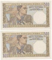 Szerbia / Német megszállás 1941. 500D (2x) sorszámkövetők T:AU-F 
Serbia / German Occupation 1941. ...
