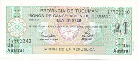 Argentína / Tucuman DN (1988.) 1A helyi bankjegy T:UNC Argentina / Tucuman ND (1988.) 1 Austral local banknote C:UNC Krause P#S2711