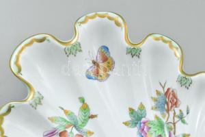 Herend Viktória mintás kagyló alakú kínáló, kézzel festett, jelzett, hibátlan, 23×22,5 cm