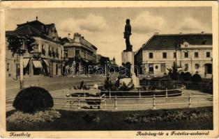 1941 Keszthely, Andrássy tér, Festetics szobor, gyógyszertár (EK)