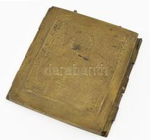 Antik orosz utazó triptichon, bronz, jó állapotban, 14×35 cm