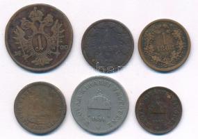 1800A 1kr Cu "I. Ferenc" + 1858B 1kr Cu + 1868KB 1kr Cu "Angyalos címer" + 1891K...