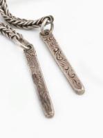 Ezüst(Ag) mongol nyakék, jelzés nélkül, hiányos, h: 60 cm, bruttó: 50,5 g