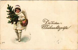 1925 Die besten Weihnachtsgrüsse / Karácsonyi üdvözlet / Christmas greeting. Erika Nr. 5844. litho (fa)