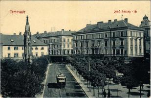 1910 Temesvár, Timisoara; Jenő herceg tér, villamos. W.L. Bp. 2002. Gerő Manó kiadása / square, tram (EK)