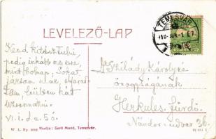 1910 Temesvár, Timisoara; Jenő herceg tér, villamos. W.L. Bp. 2002. Gerő Manó kiadása / square, tram...