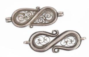 Ezüst(Ag) copf dísz, 2 db, jelzés nélkül, h: 6 cm, nettó: 30 g