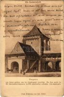 Nagyszeben, Hermannstadt, Sibiu; Burgertor von Innen gesehen, 1856 abgetragen. Nach Zeichnung von Joh. Böbel / Városkapu. Jos. Drotleff, G. A. Seraphin kiadása, Joh. Böbel rajza után / city gate. s: Joh. Böbel (fa)