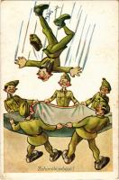 1942 Zuhanóbombázó! Második világháborús magyar katonai humor / WWII Hungarian military humour art postcard (EK)