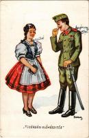 1942 Tüzérségi előkészítés. Második világháborús magyar katonai lap / WWII Hungarian military postcard