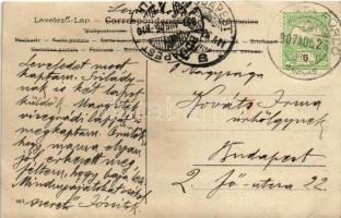 1907 Szováta, Sovata; Vörös-tó a kiálló sósziklákkal / lake, salt rocks. photo (vágott / cut)