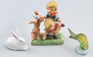 2 db hollóházi figura, egyik sérült 13 cm