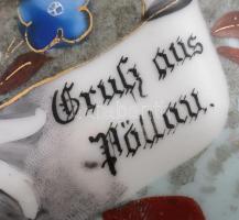 "Gruss aus Pöllau" feliratos, virágmintás osztrák porcelán csésze, hozzá való aljjal. Kézz...